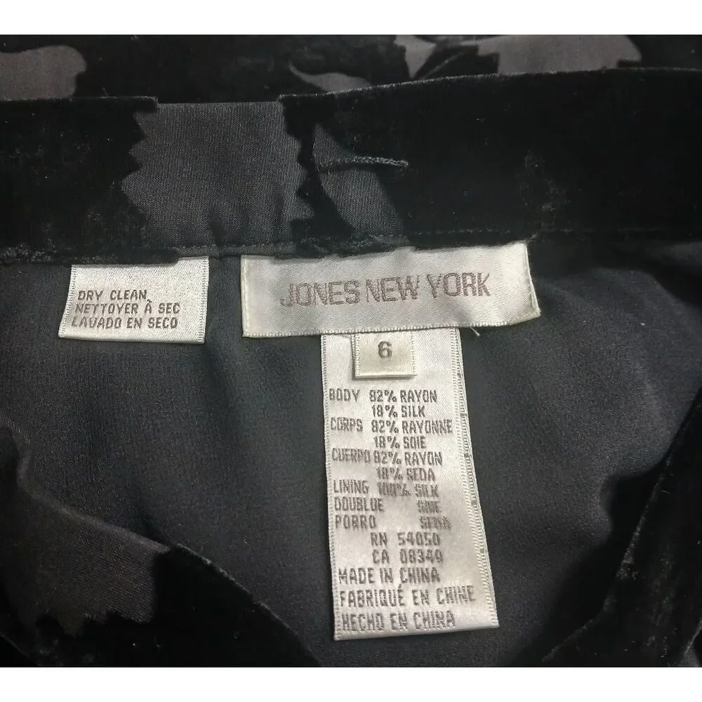 Jones New York Womens size 6 long maxi skirt velvet black silk whimsigoth y2k